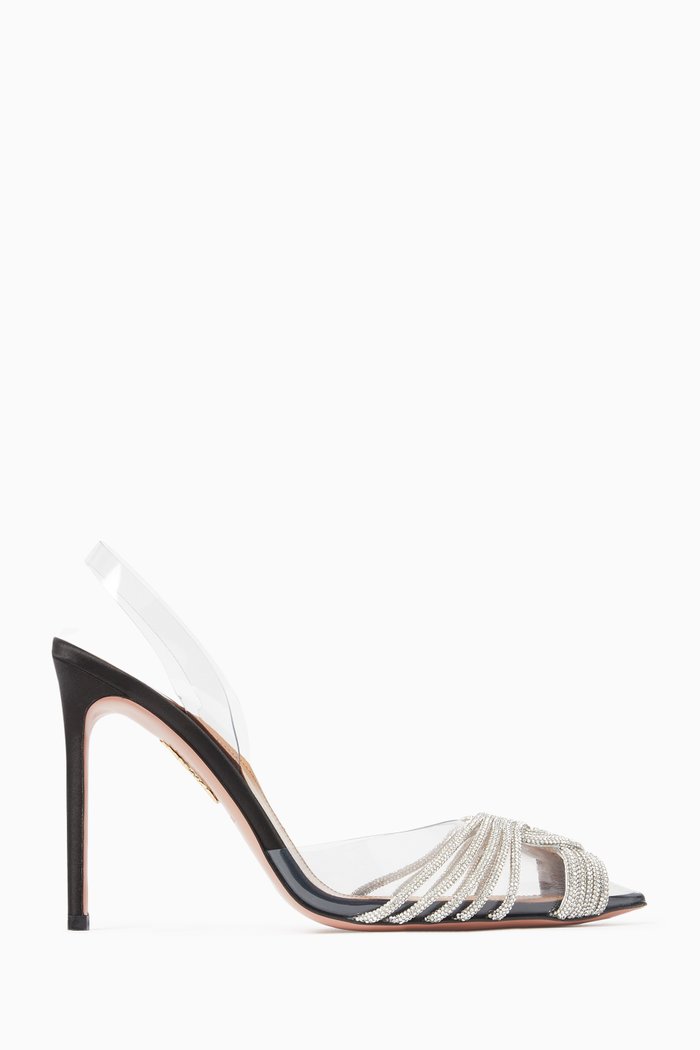 

Gatsby 105 Crystal-embellished Slingback Pumps in PVC & Leather, Black