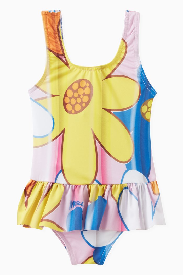 Floral-print One-piece Swimsuit in Polyester, Multicolour