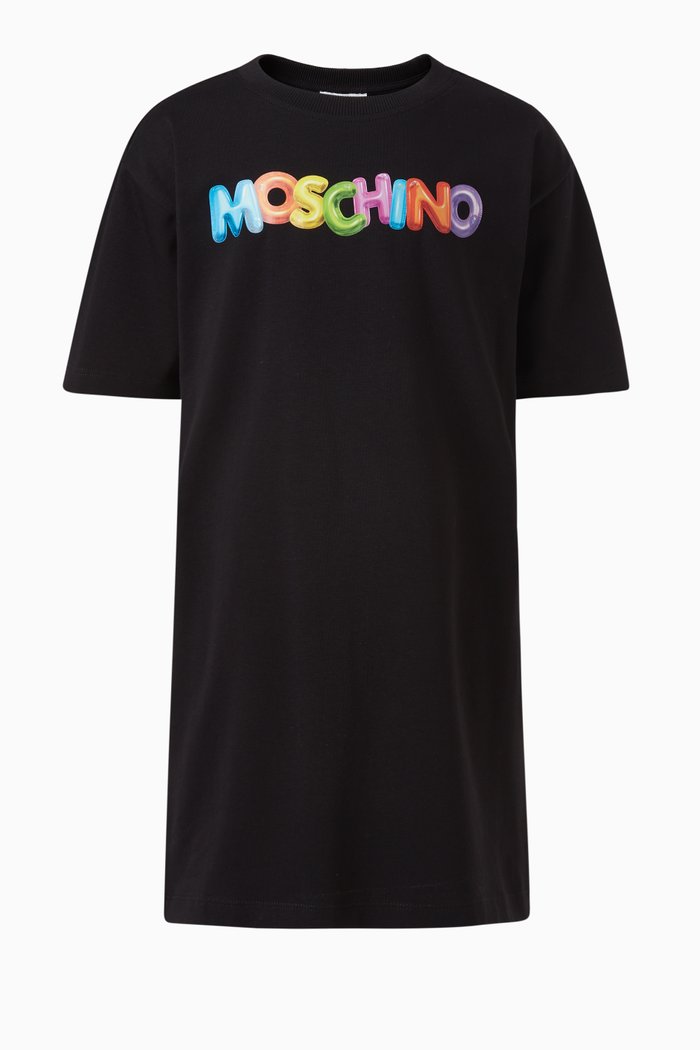 

Logo Print Dress in Cotton, Black