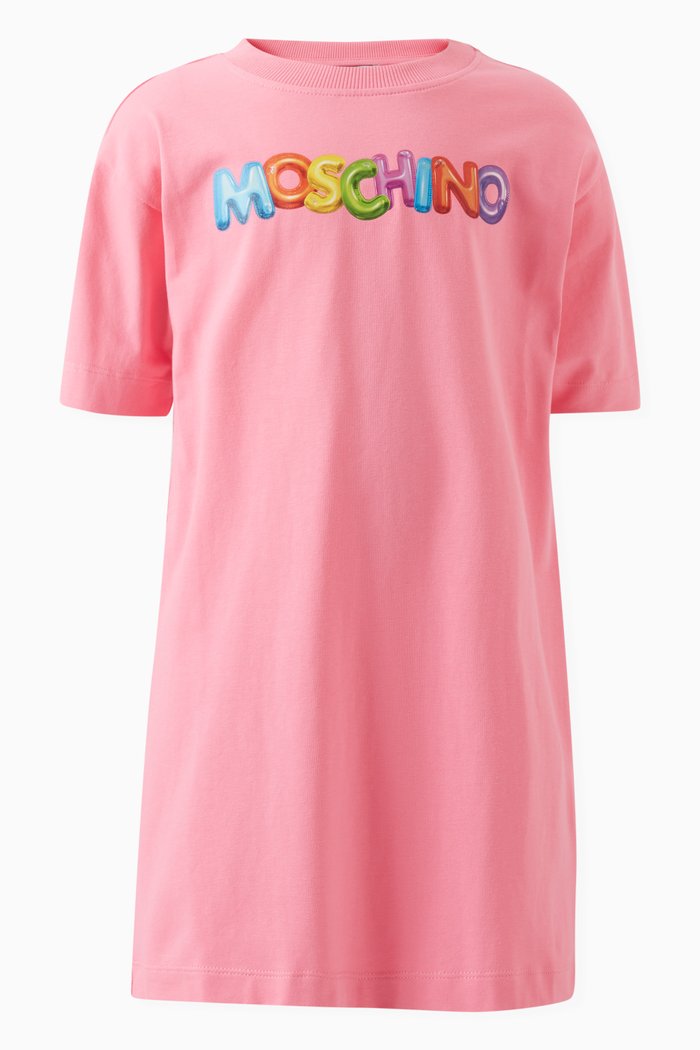 

Logo Print Dress in Cotton, Pink