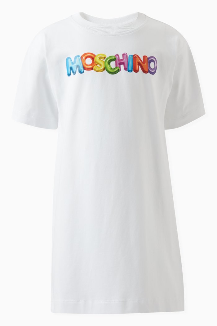

Logo Print Dress in Cotton, White