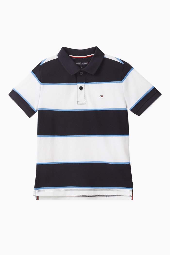 

Rugby Striped Logo-embroidered Polo Shirt in Cotton, Blue