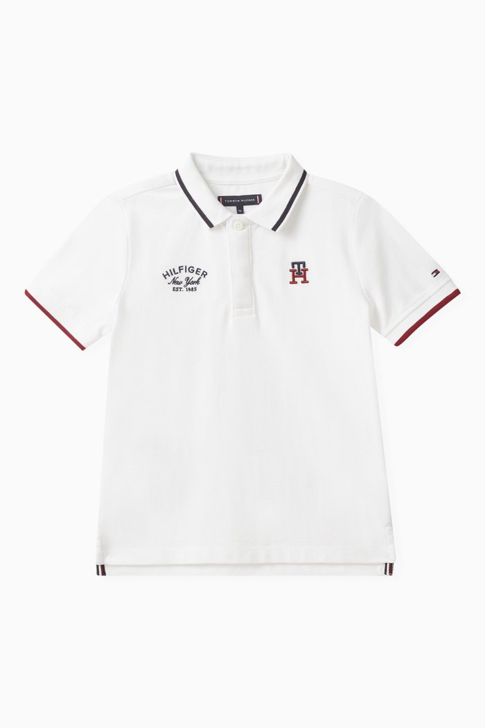

Icon TH Monogram Polo Shirt in Cotton Pique, White