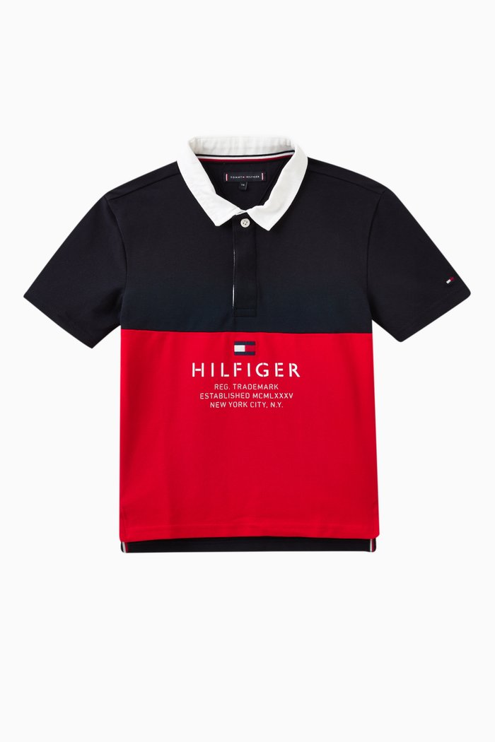 

Logo Colour-block Polo Shirt in Cotton, Multicolour