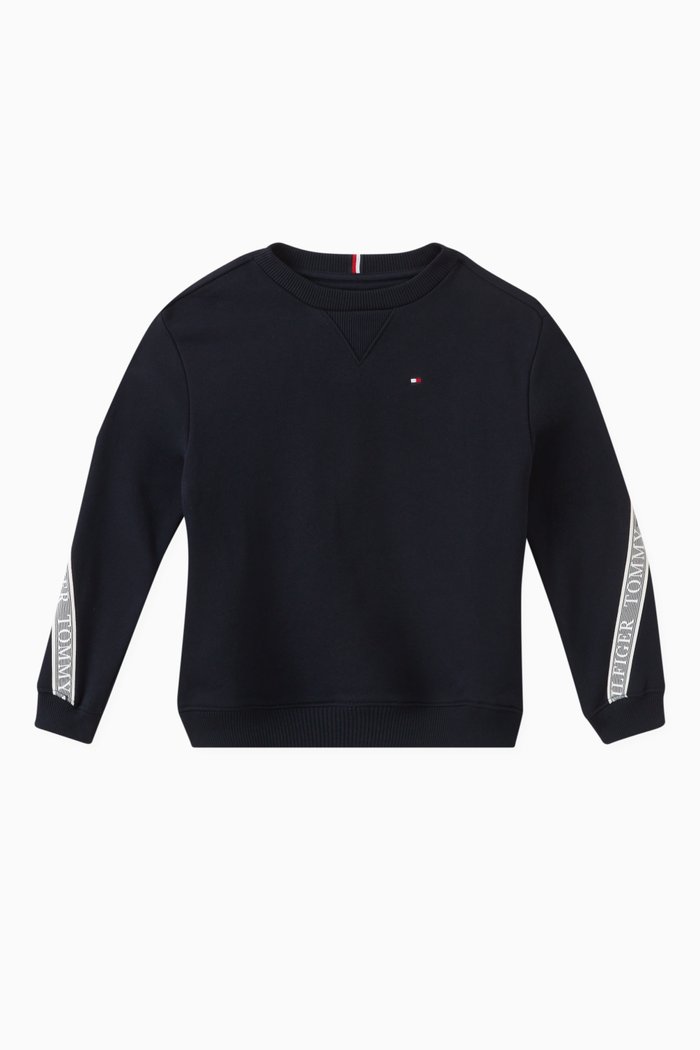 Logo Tape Sweatshirt in Cotton, Blue