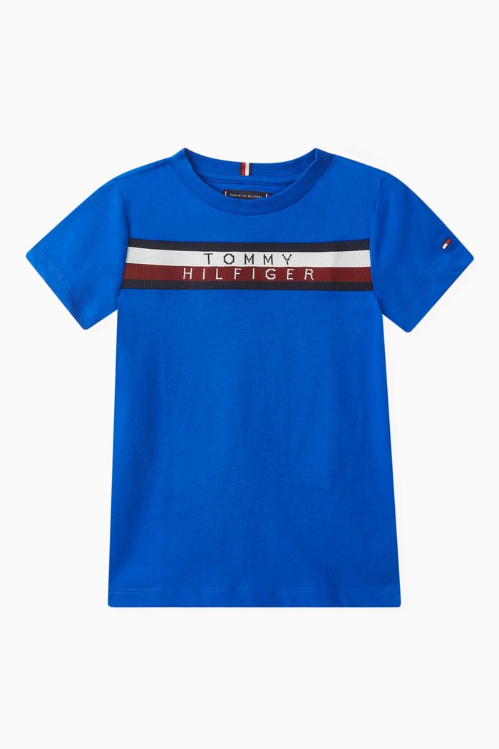 

Signature Tape T-shirt in Cotton, Blue