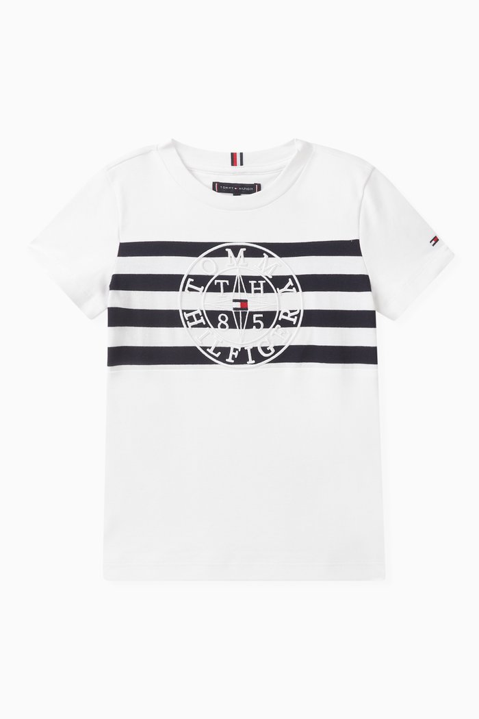 

Nautical Striped Logo T-shirt in Cotton, White