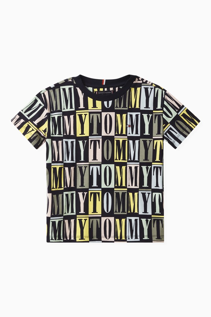 

Spell-out Logo Print T-shirt in Cotton Jersey, Blue