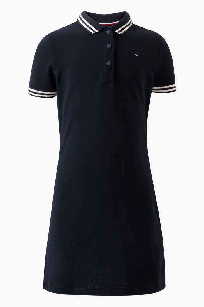 

Logo-embroidered Polo Dress in Cotton-blend, Blue