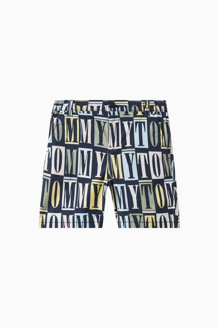 All-over Printed Shorts in Cotton, Blue