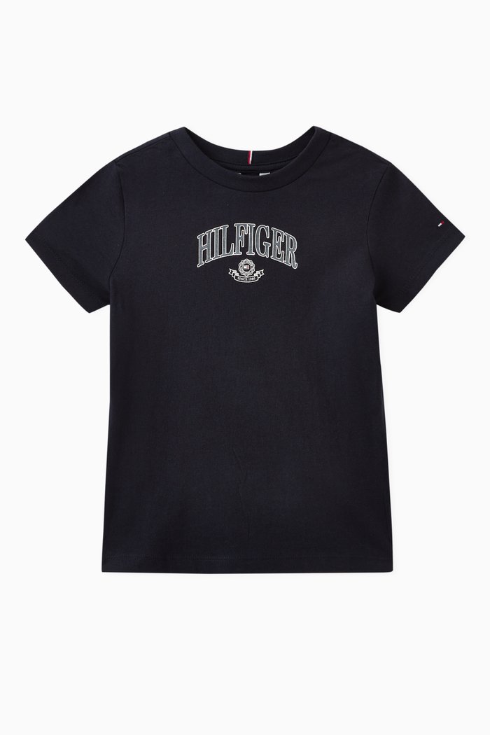 Varsity Back-logo T-shirt in Cotton, Blue