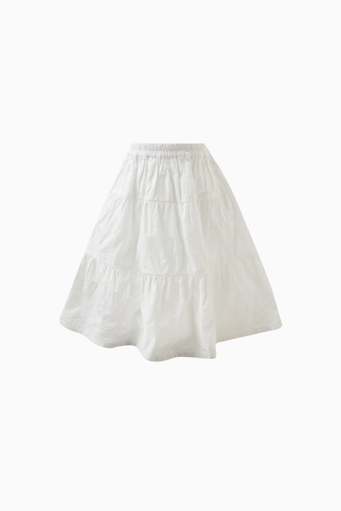 

Monogram Broderie Anglaise Skirt in Cotton, White