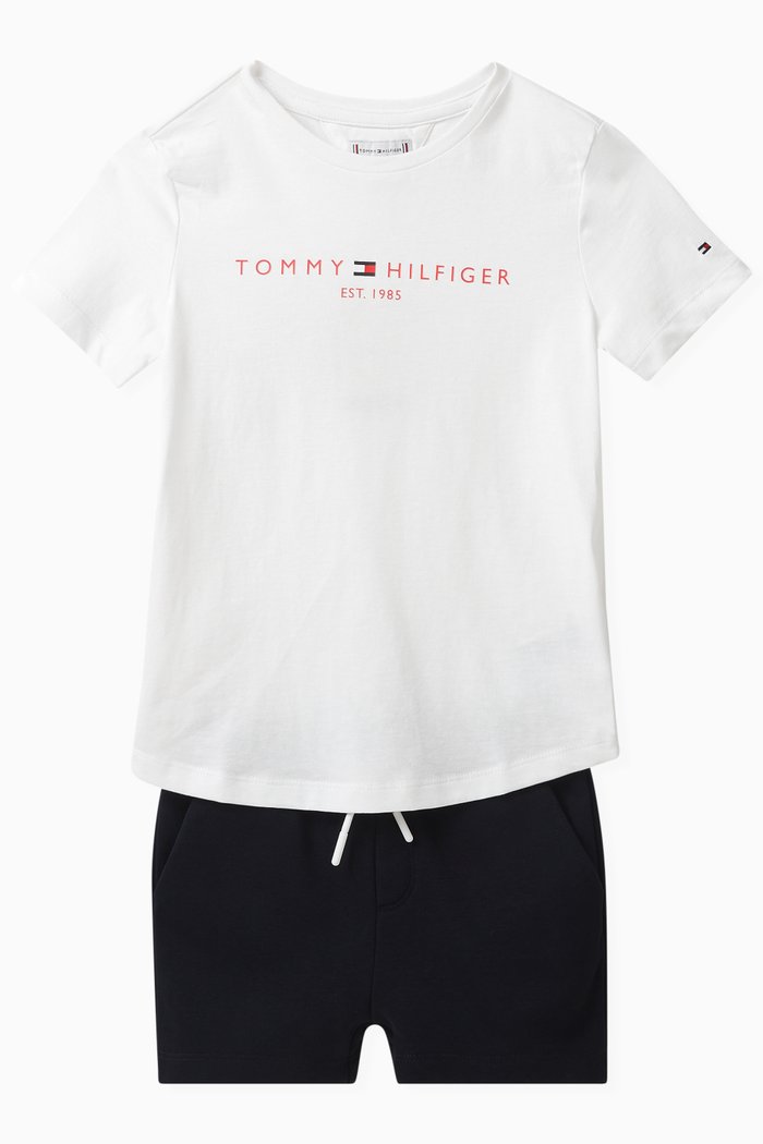 

Logo-print Essential T-shirt & Shorts Set in Cotton-blend, Blue