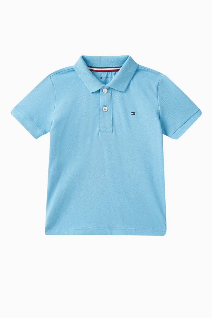 

Script Logo Polo Shirt in Stretch Cotton, Blue