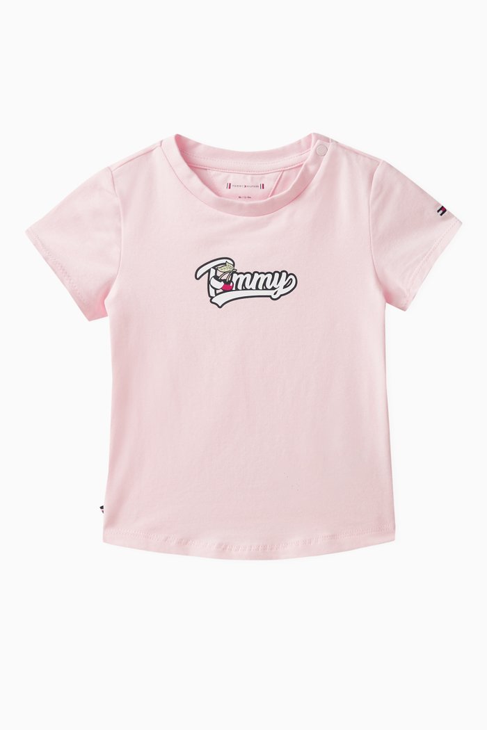 Logo-print T-shirt in Cotton, Pink
