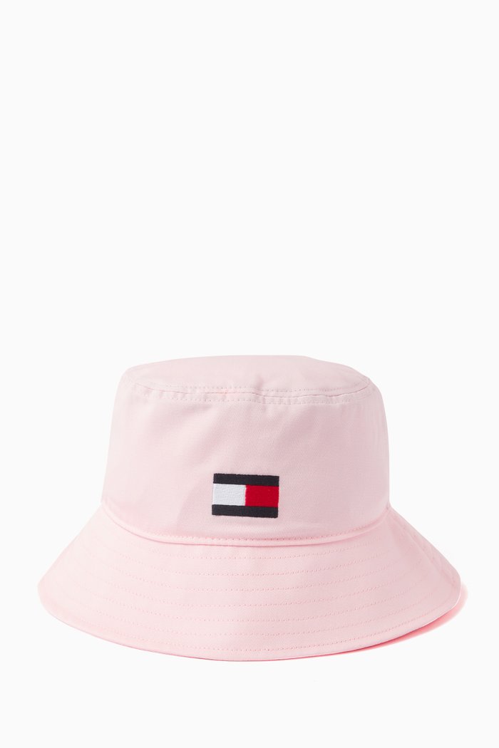 Logo-embroidered Bucket Hat in Organic Cotton, Pink