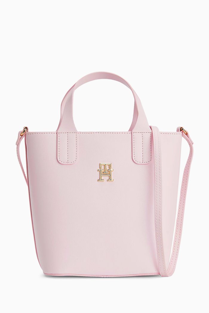 

Monogram Bucket Bag in Faux Leather, Pink