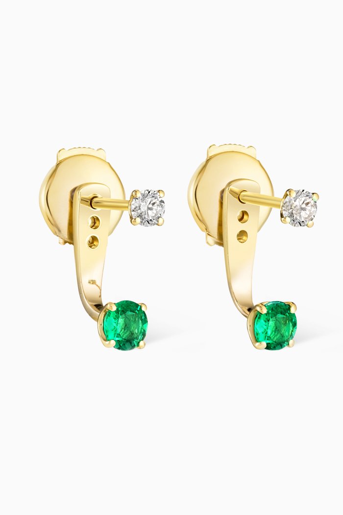 

Raindrop Diamond & Emerald Earrings in 18kt Gold, Green