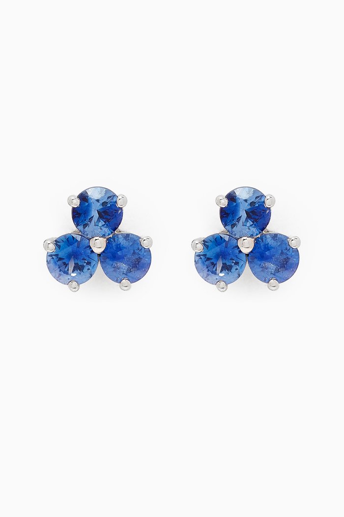

Trip Cluster Blue Sapphire Stud Earrings in 18kt White Gold