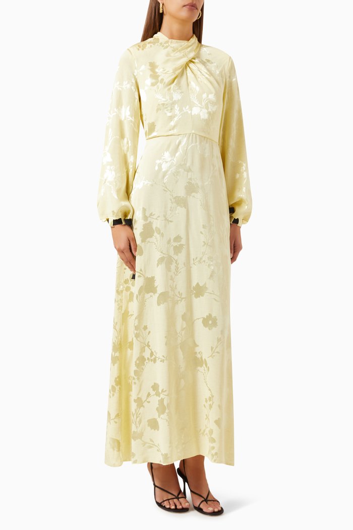 

Floral Jacquard Maxi Dress, Yellow