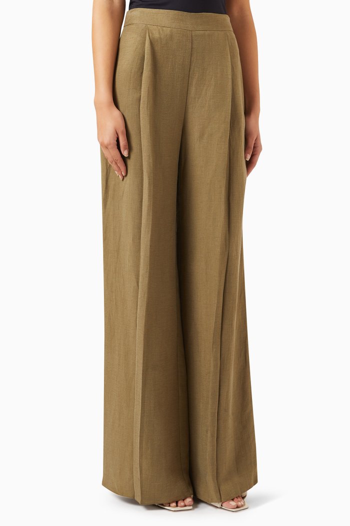Wide-leg Pants in Silk, Green