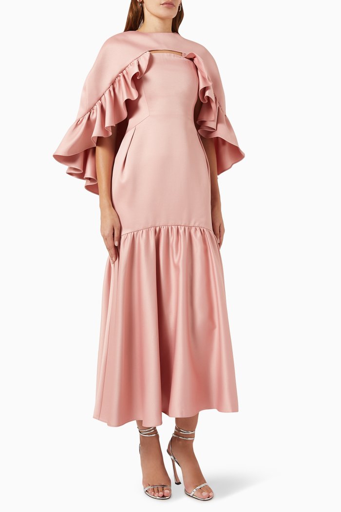 

Ruffle Dress in Satin, Pink