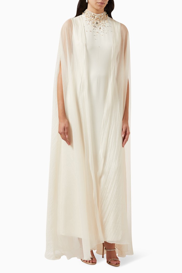 

Astrid Crystal-embellished Cape Abaya, Neutral