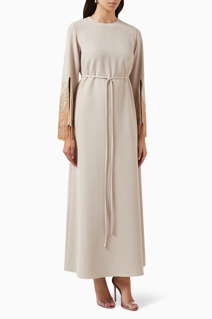 

Selina Ombre Crystal-embellished Kaftan, Neutral