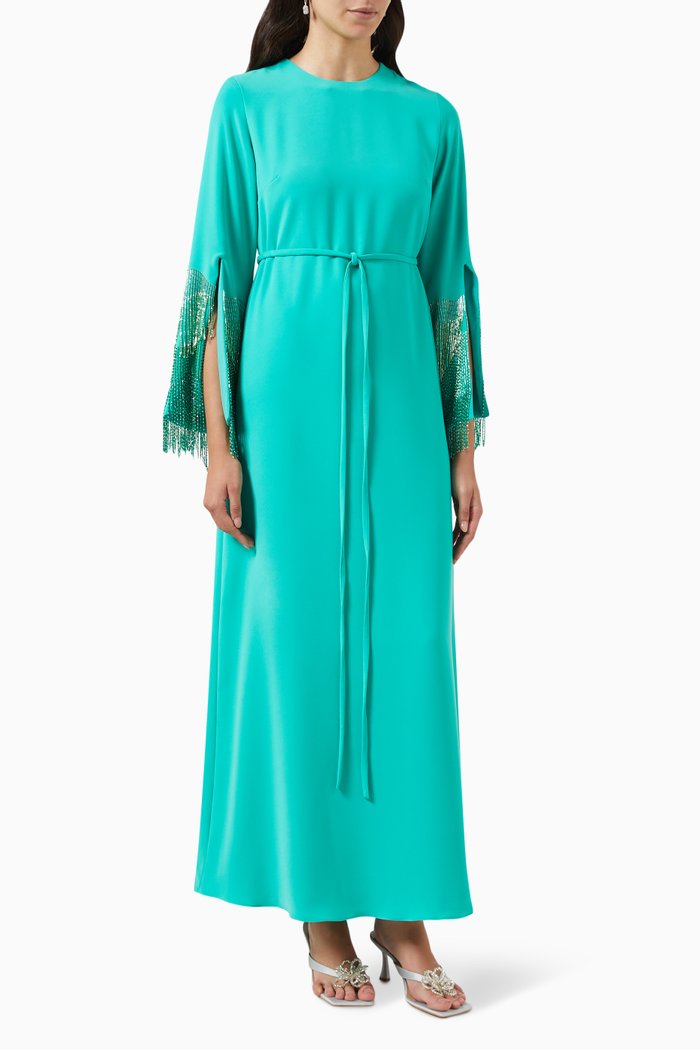 

Selina Ombre Crystal-embellished Kaftan, Green