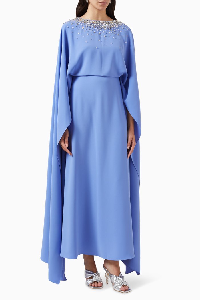 

Anastasia Crystal-embellished Cape Dress, Blue