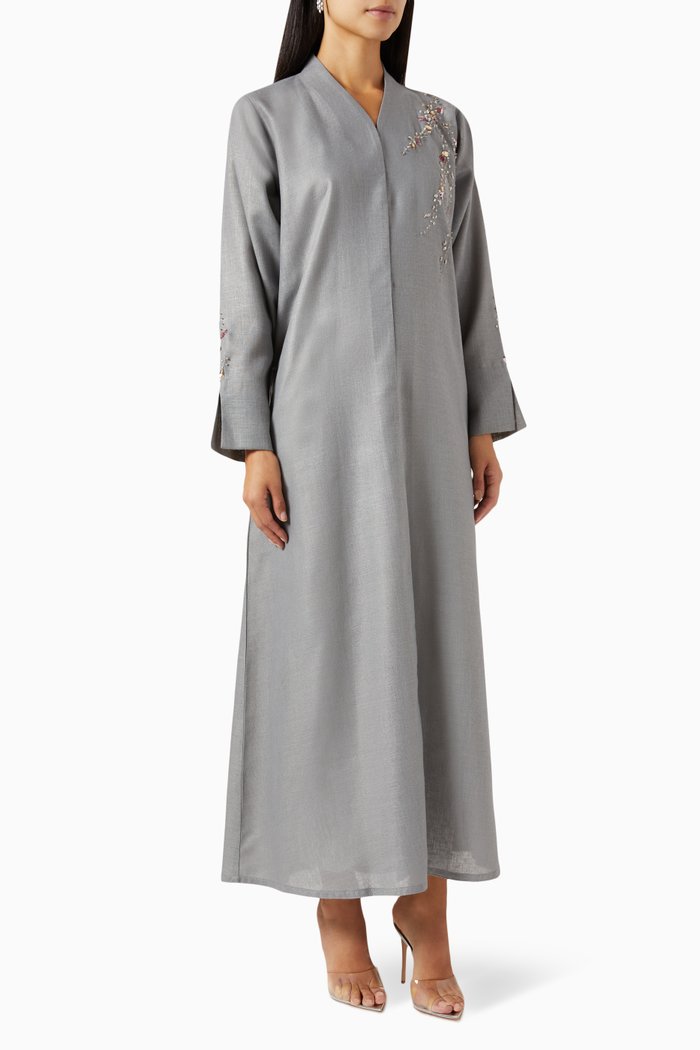 

Embellished Abaya, Grey