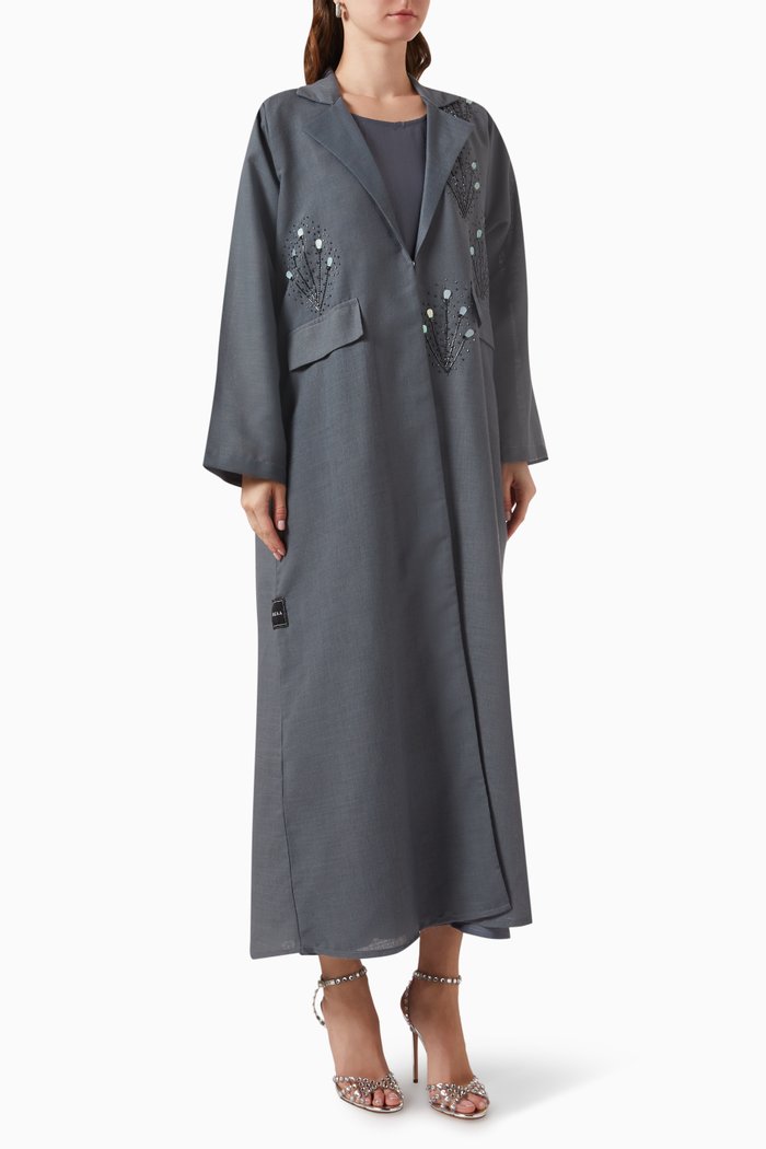 

Embellished Abaya, Grey