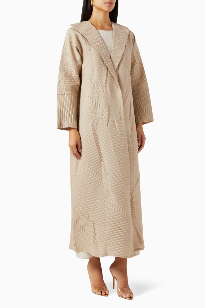 Textured Abaya in Crepe, Yellow