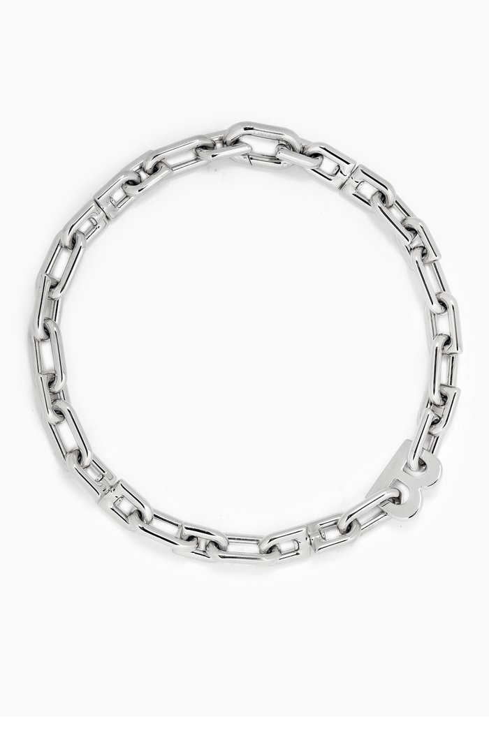 

B Chain Thin Necklace in Brass, Silver