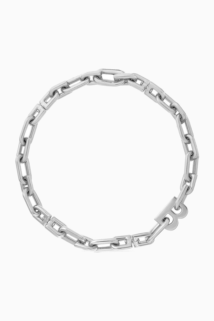 

B-chain Thin Necklace in Brass, Silver
