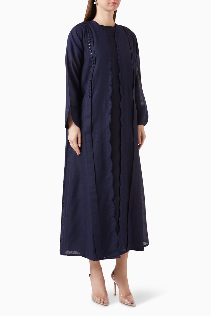 

Embellished Abaya in Linen, Blue
