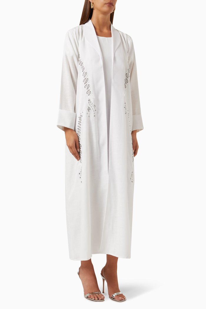 

Embellished Abaya, White
