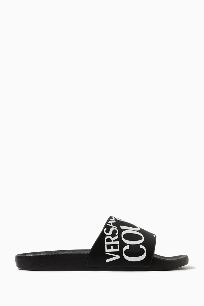 

Logo Slide Sandals in Rubber, Black