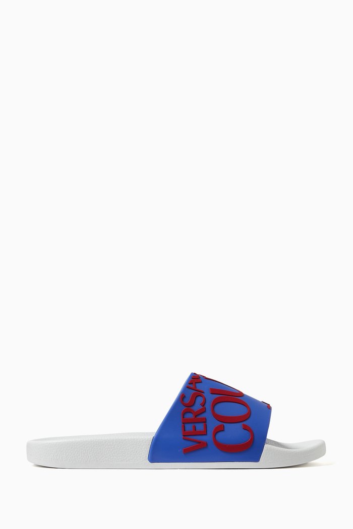

Logo Slide Sandals in Rubber, Blue
