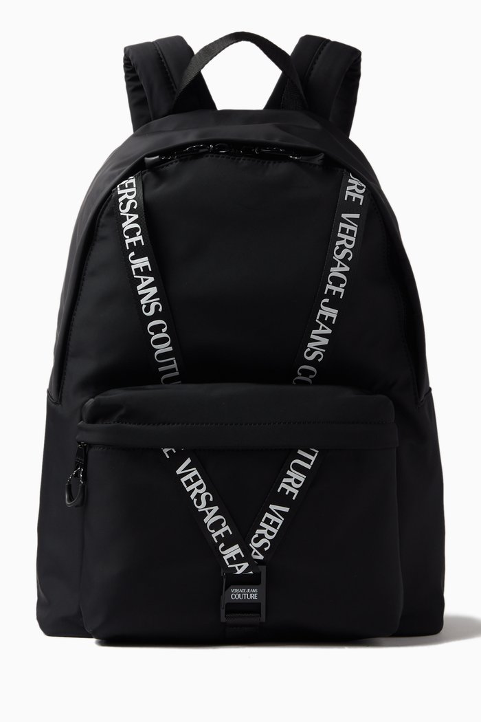 

Logo V Webbing Backpack in Nylon, Black