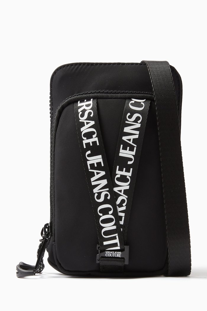 

Logo Tape Phone Case in Technical Fabric, Black