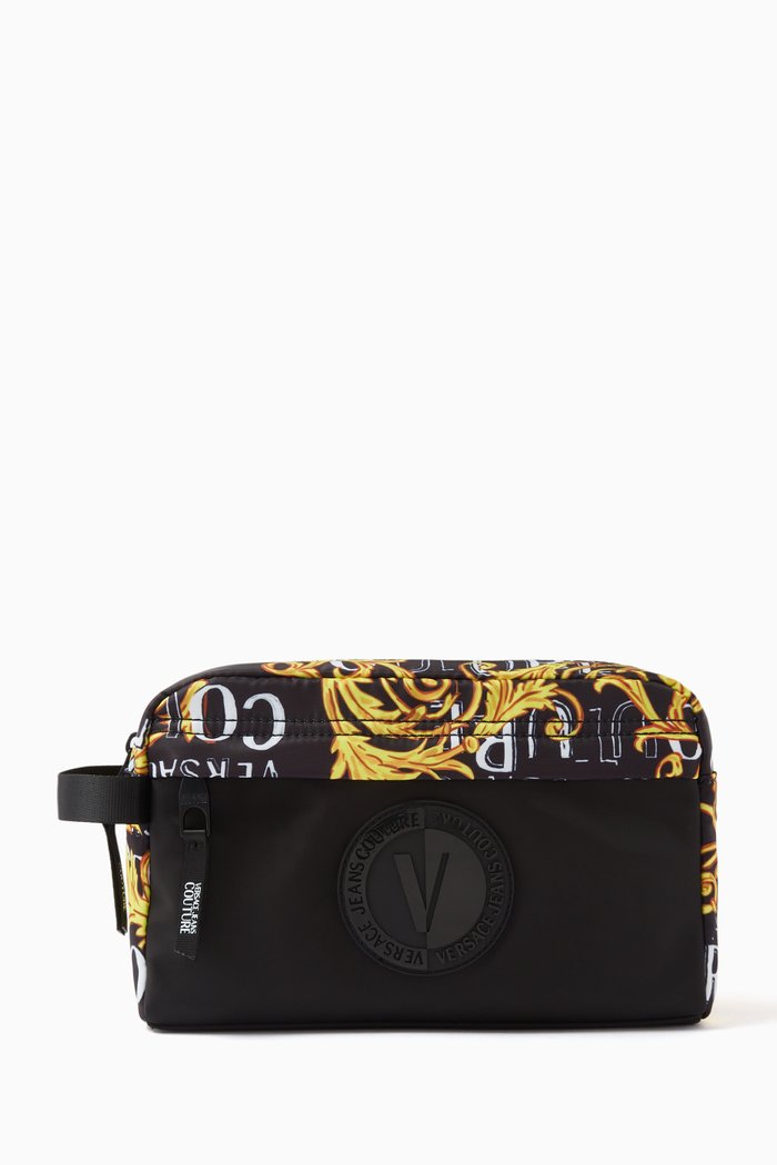 

Couture Logo V-emblem Wash Bag in Nylon, Gold