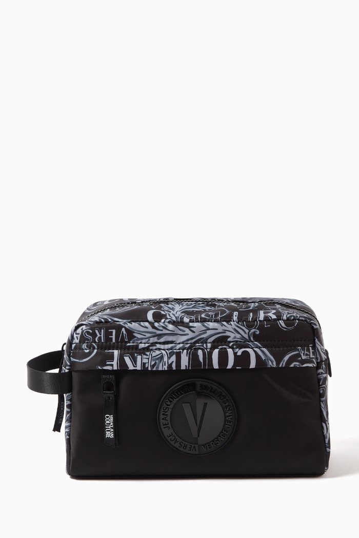 

Couture Logo V-emblem Wash Bag in Nylon, Grey