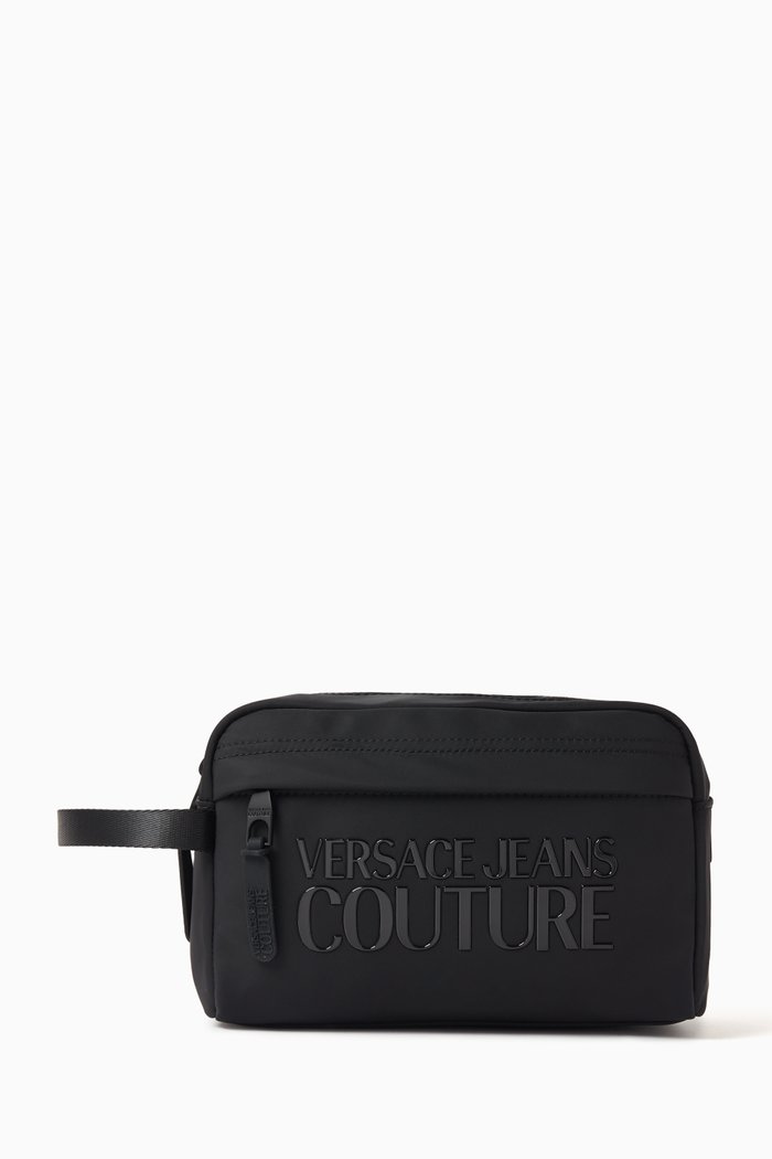 Icon Couture Logo Wash Bag in Nylon, Black