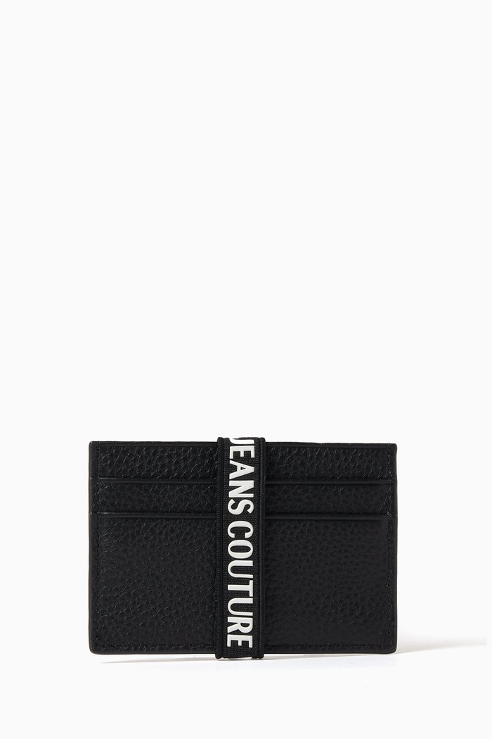 

Logo Band Card Holder in Leather, Black