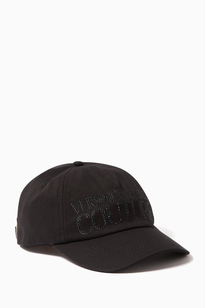 

Embellished Letter Logo Baseball Cap in Cotton, Black