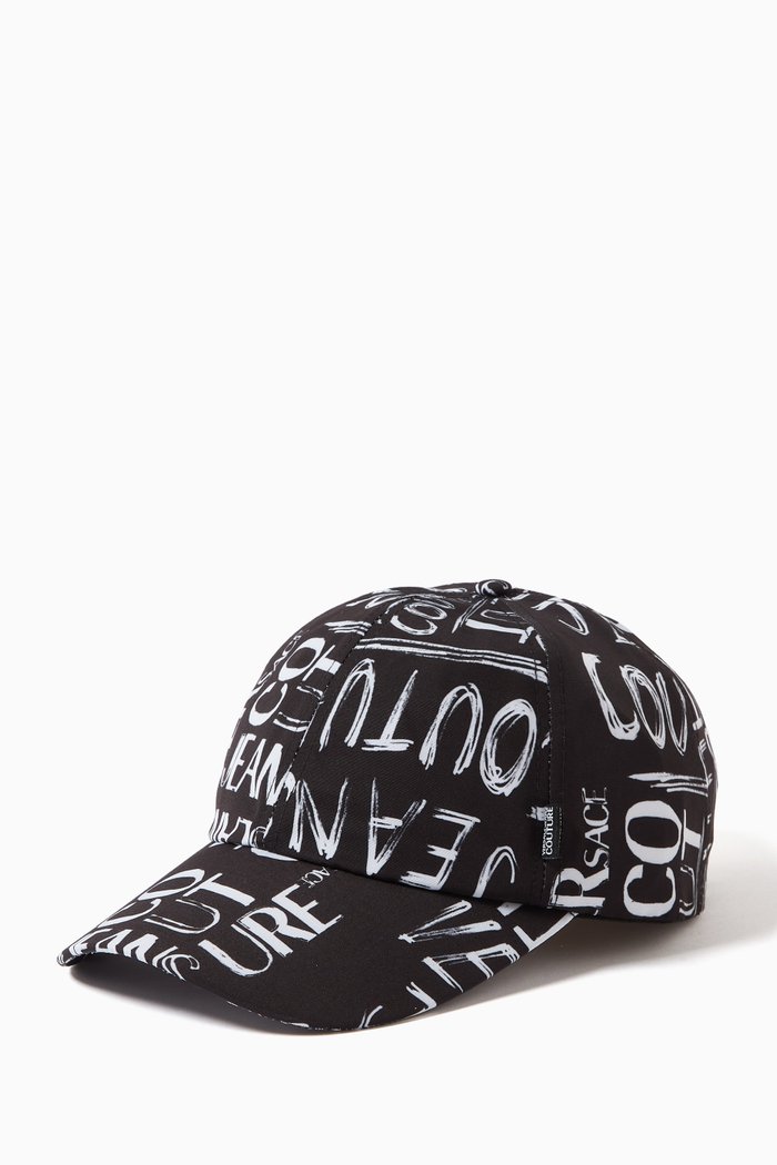 

Embroidered Circle Logo Baseball Cap in Cotton, Black