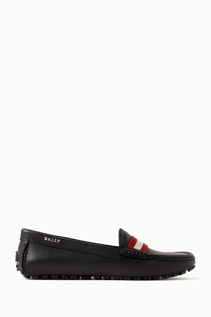 

Ladyes Driver Shoes in Grained Calf Leather, Black