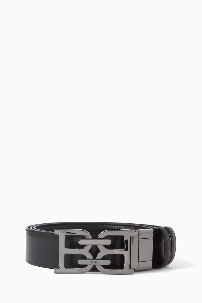 

B-chain Reversible Belt in Leather, Black