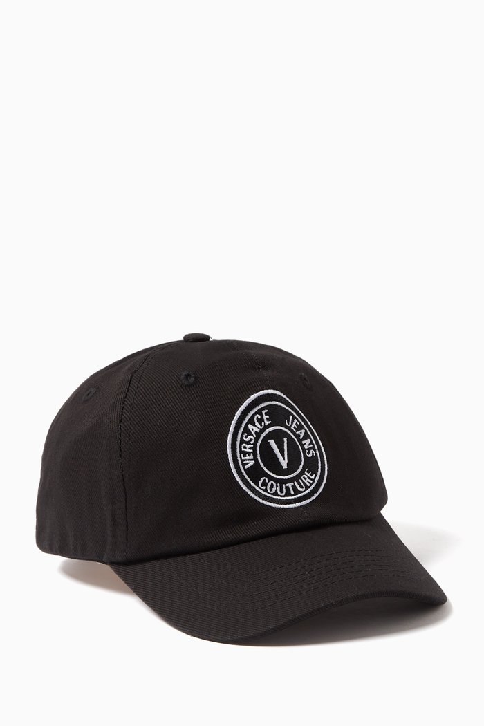 

Graphic Logo Print Baseball Cap in Cotton, Black